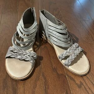 Gray Leather Sandals